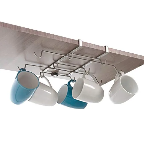 Support large porte 10 mugs suspendu sous tablette 37x28x6 cm Metaltex 36.49.29